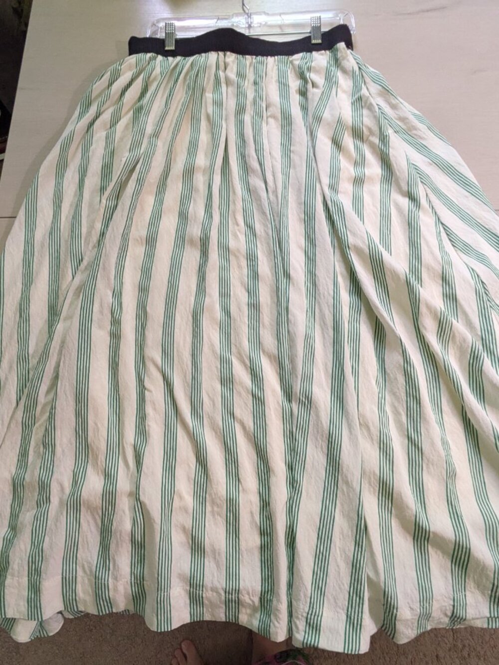 Future Collective Medium Green and White Striped Midi Skirt - Picture 3 of 5
